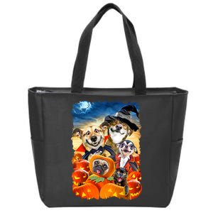 Halloween Dogs and Cats Selfie 2 Zip Tote Bag