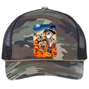 Halloween Dogs and Cats Selfie 2 Retro Rope Trucker Hat Cap