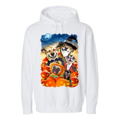 Halloween Dogs and Cats Selfie 2 Garment-Dyed Fleece Hoodie