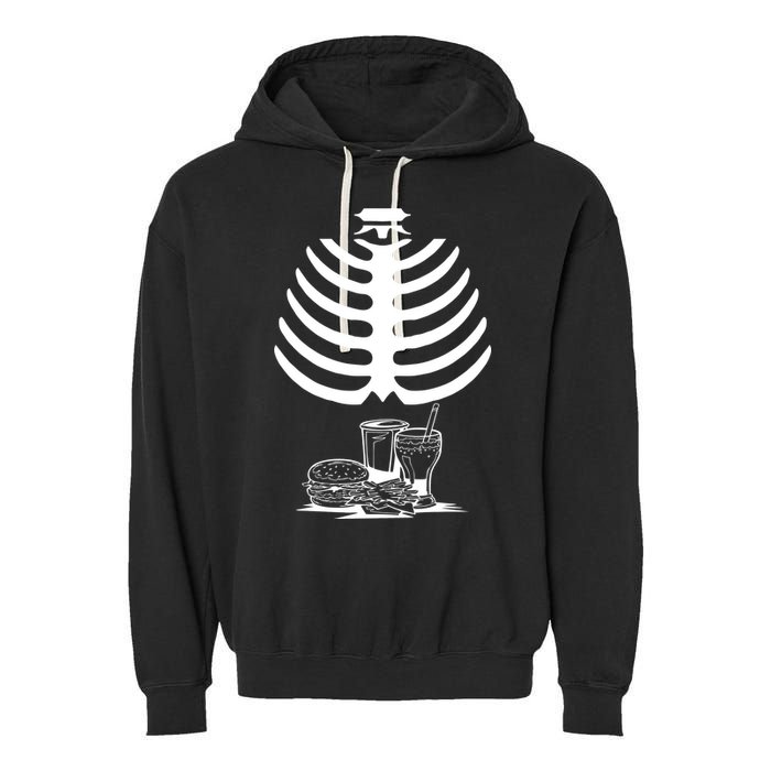 Halloween fast food skeleton Garment-Dyed Fleece Hoodie