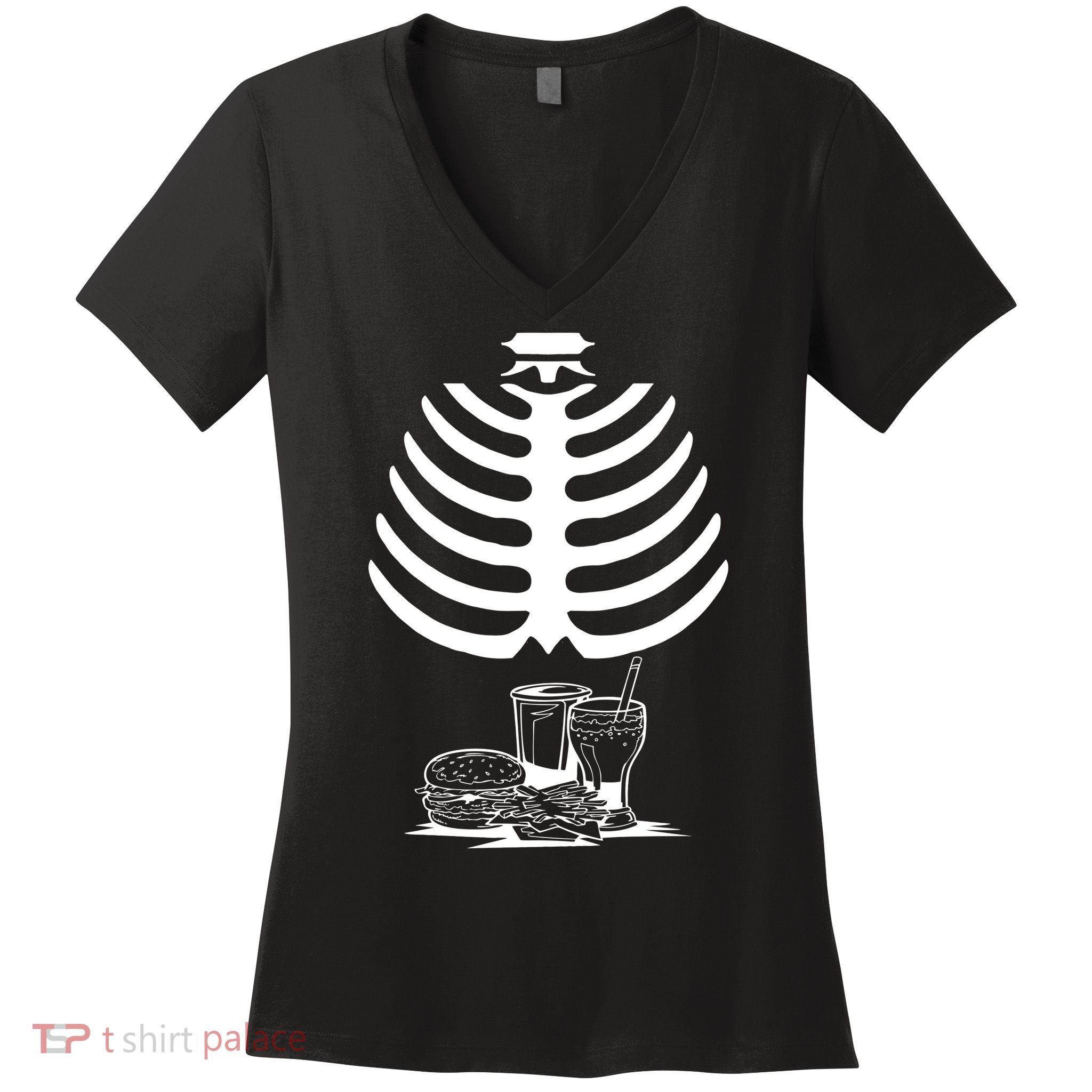 Halloween fast food skeleton Women's V-Neck T-Shirt