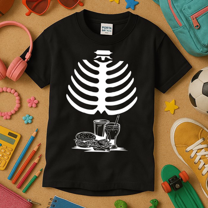Halloween fast food skeleton Kids T-Shirt