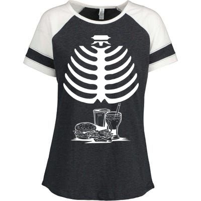 Halloween fast food skeleton Enza Ladies Jersey Colorblock Tee