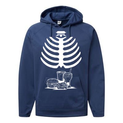 Halloween fast food skeleton Performance Fleece Hoodie