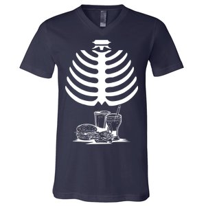 Halloween fast food skeleton V-Neck T-Shirt