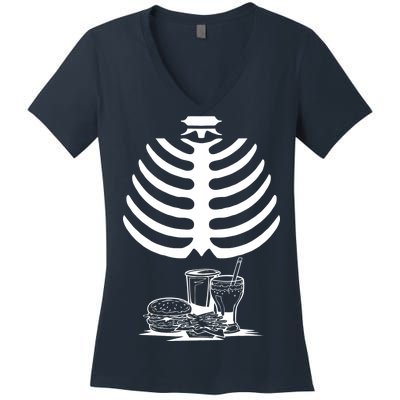 Halloween fast food skeleton Women's V-Neck T-Shirt