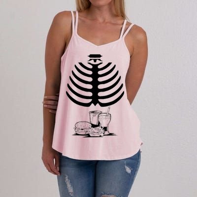 Halloween fast food skeleton Women's Strappy Tank