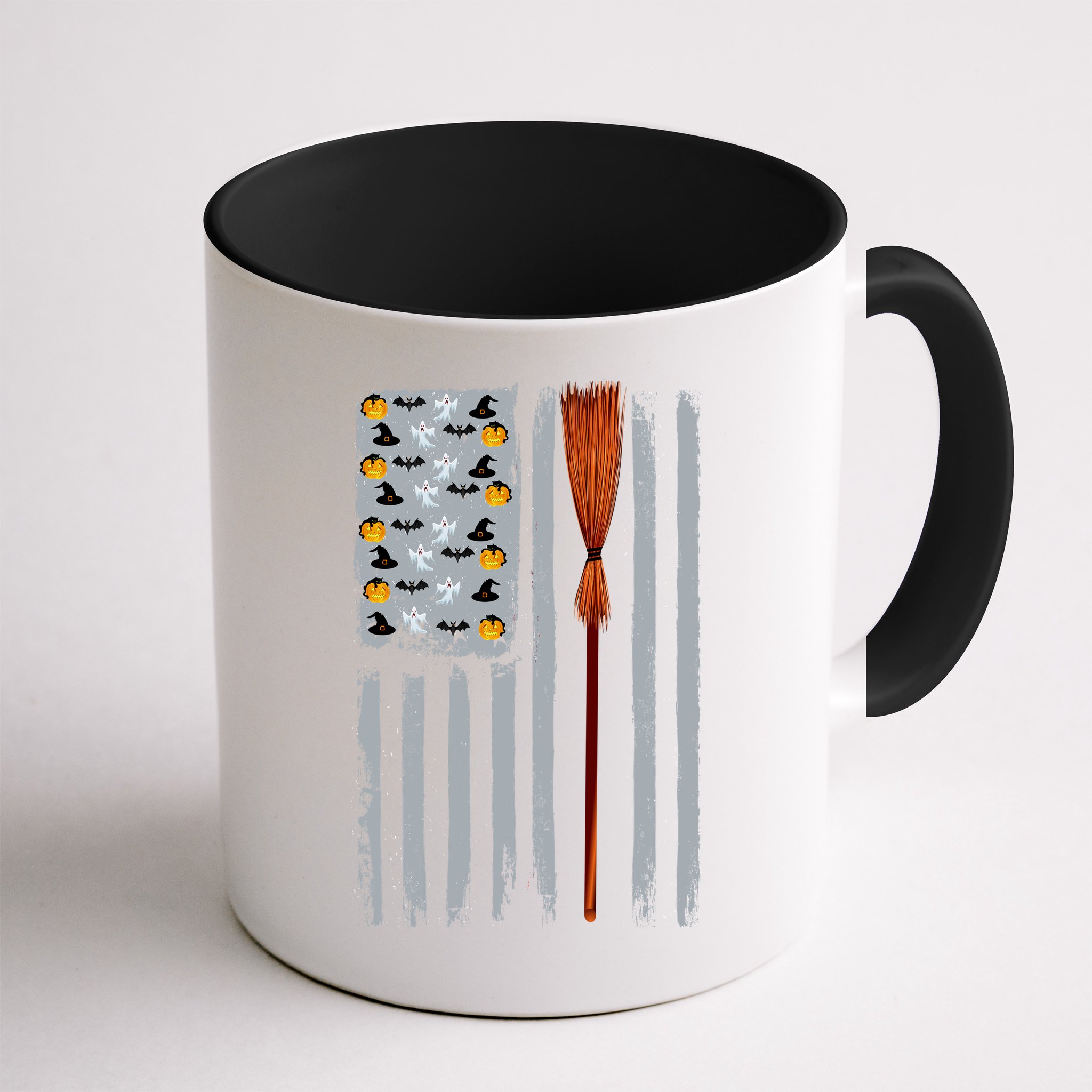 Halloween Flag Witches Broomstick American Flag USA Mug