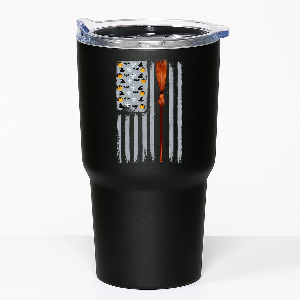 Halloween Flag Witches Broomstick American Flag USA Tumbler