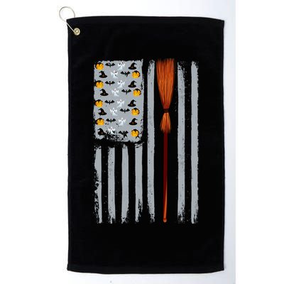 Halloween Flag Witches Broomstick American Flag USA Golf Towel