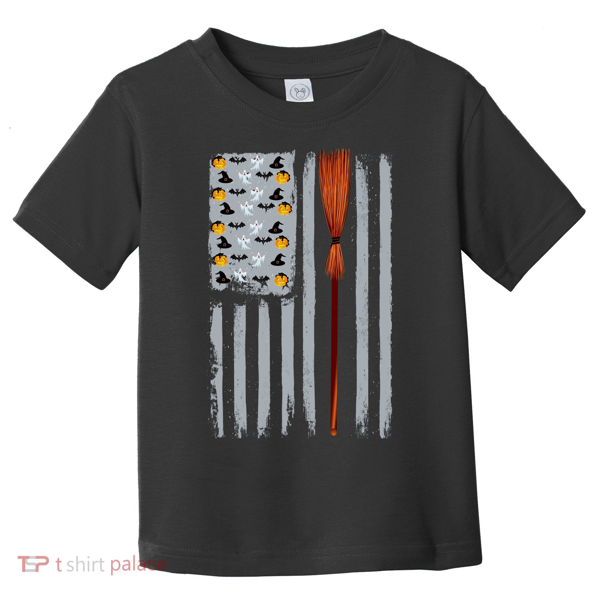 Halloween Flag Witches Broomstick American Flag USA Toddler T-Shirt