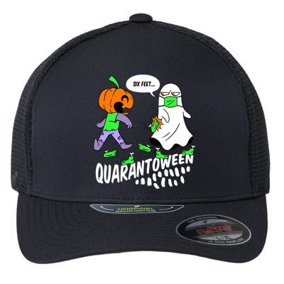 Halloween Funny Quarantoween 6 Feet Pumpkin Ghost Flexfit Unipanel Trucker Cap