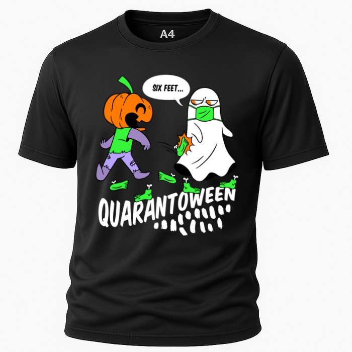Halloween Funny Quarantoween 6 Feet Pumpkin Ghost Cooling Performance Crew T-Shirt