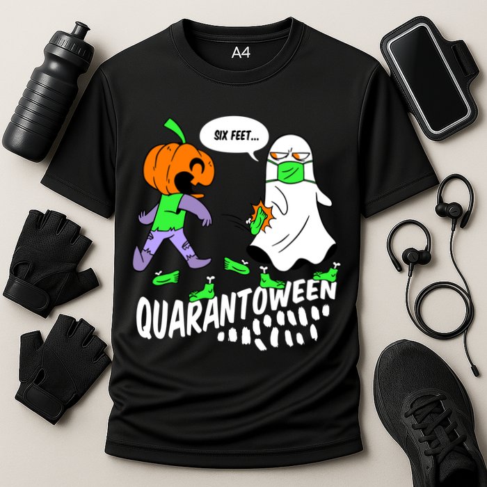 Halloween Funny Quarantoween 6 Feet Pumpkin Ghost Cooling Performance Crew T-Shirt