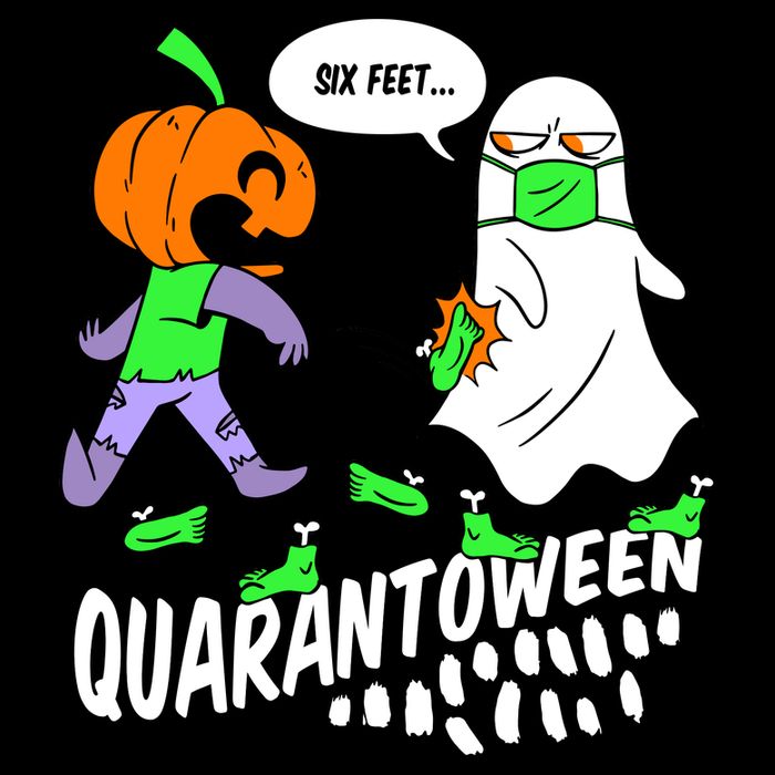 Halloween Funny Quarantoween 6 Feet Pumpkin Ghost Cooling Performance Crew T-Shirt