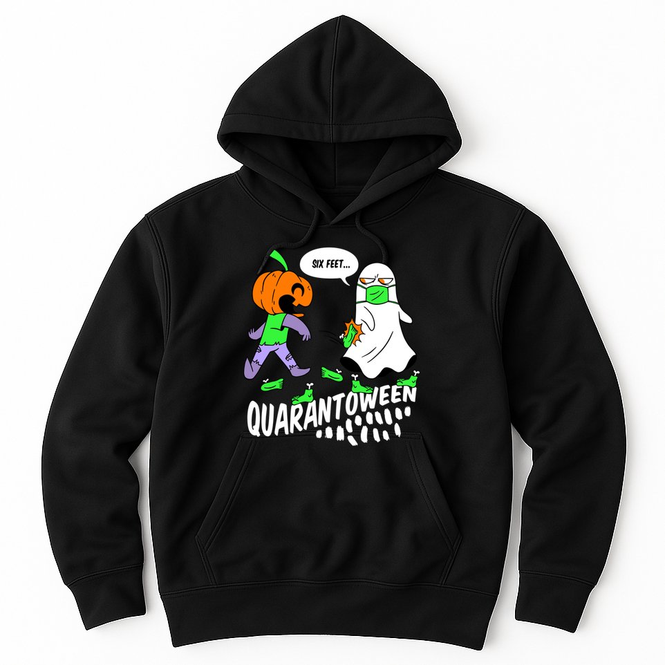 Halloween Funny Quarantoween 6 Feet Pumpkin Ghost Hoodie