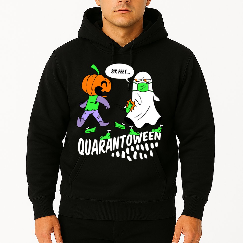 Halloween Funny Quarantoween 6 Feet Pumpkin Ghost Hoodie