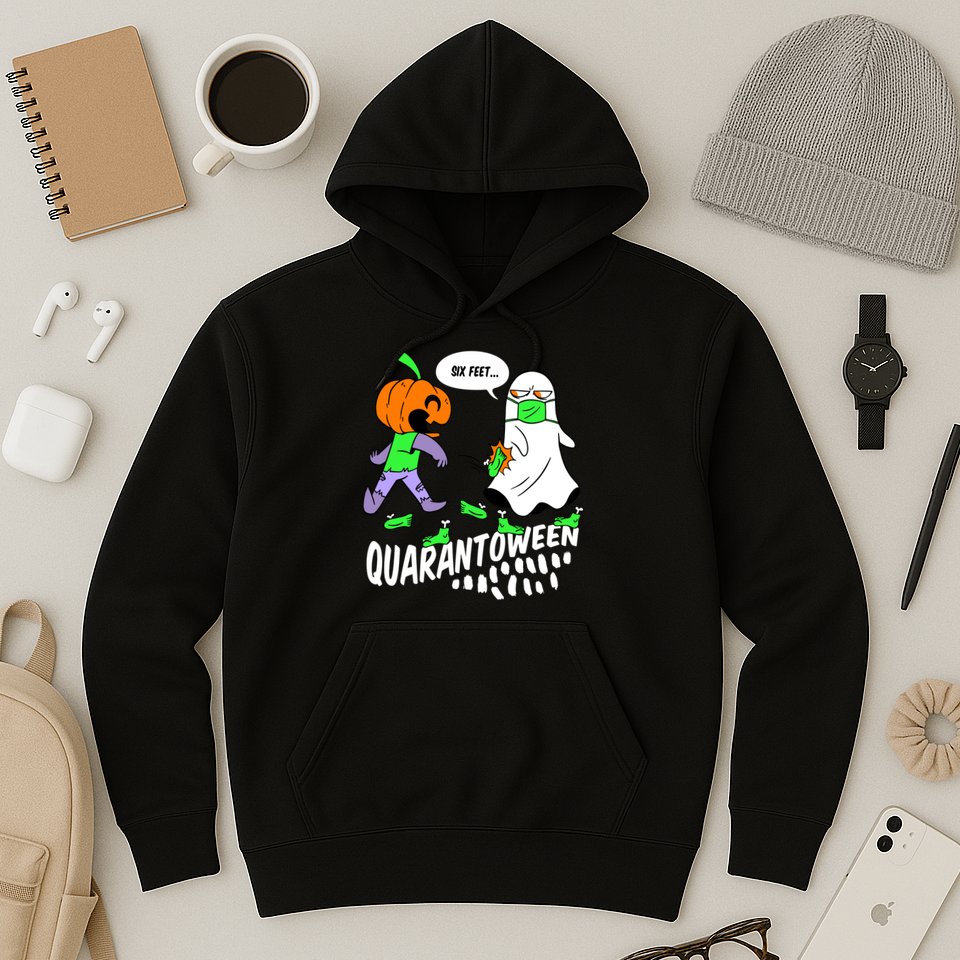 Halloween Funny Quarantoween 6 Feet Pumpkin Ghost Hoodie
