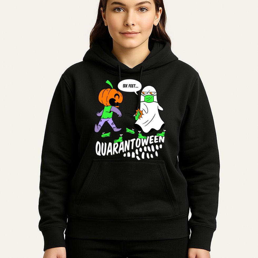 Halloween Funny Quarantoween 6 Feet Pumpkin Ghost Hoodie