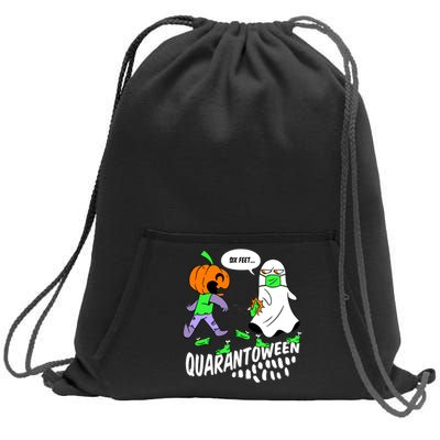 Halloween Funny Quarantoween 6 Feet Pumpkin Ghost Sweatshirt Cinch Pack Bag