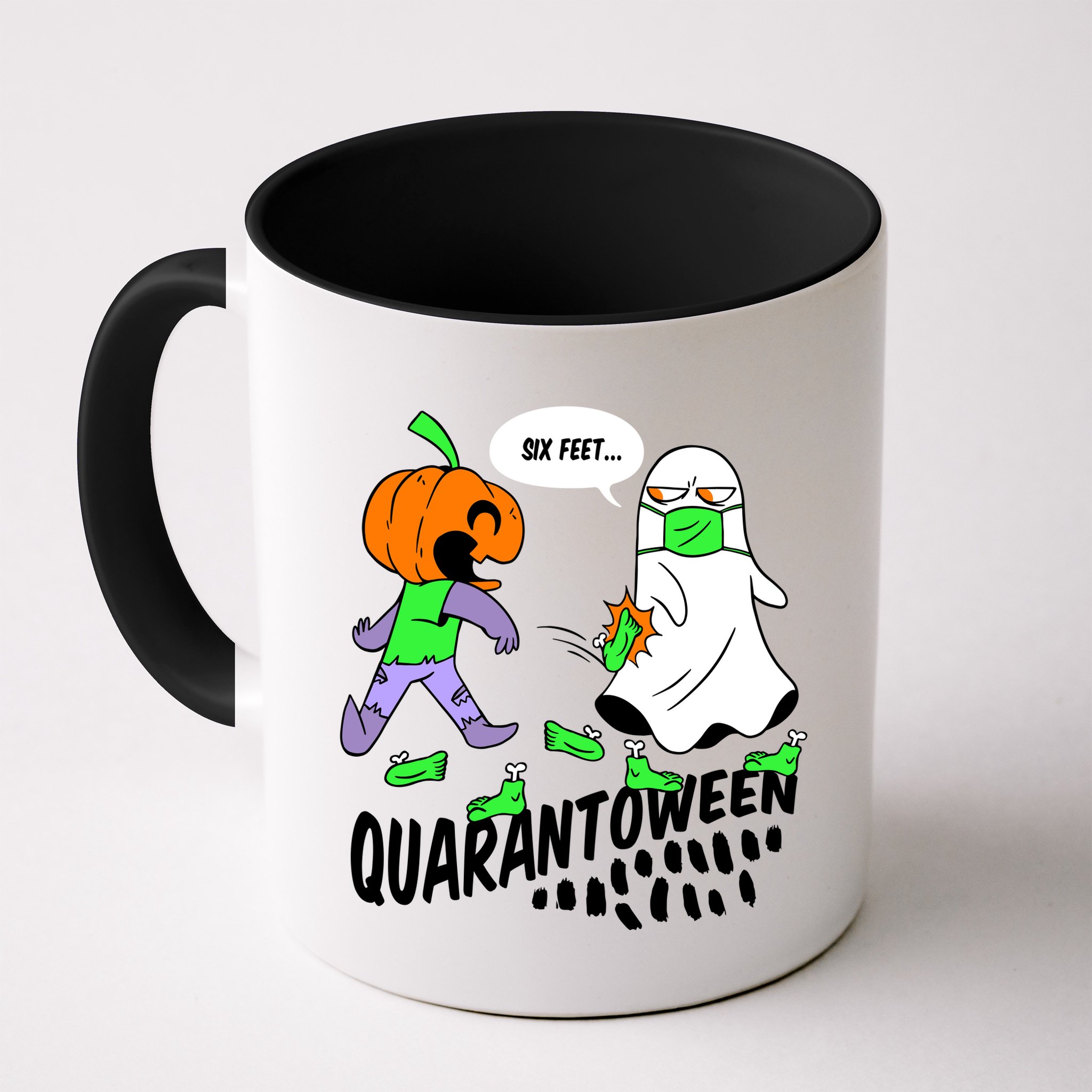 Halloween Funny Quarantoween 6 Feet Pumpkin Ghost Mug