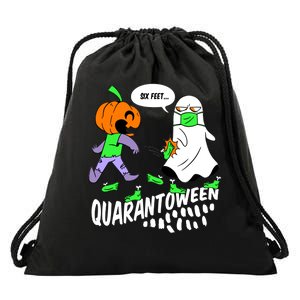 Halloween Funny Quarantoween 6 Feet Pumpkin Ghost Drawstring Bag