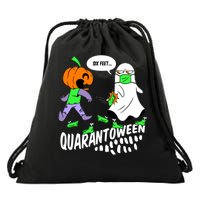 Halloween Funny Quarantoween 6 Feet Pumpkin Ghost Drawstring Bag