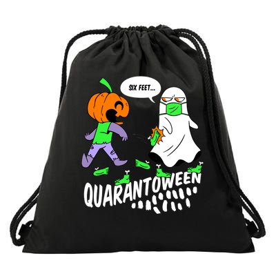 Halloween Funny Quarantoween 6 Feet Pumpkin Ghost Drawstring Bag