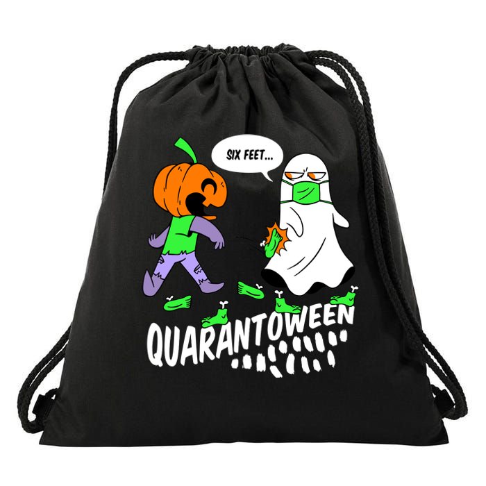 Halloween Funny Quarantoween 6 Feet Pumpkin Ghost Drawstring Bag