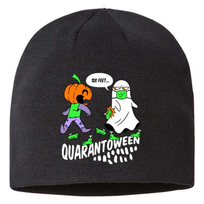 Halloween Funny Quarantoween 6 Feet Pumpkin Ghost Sustainable Beanie