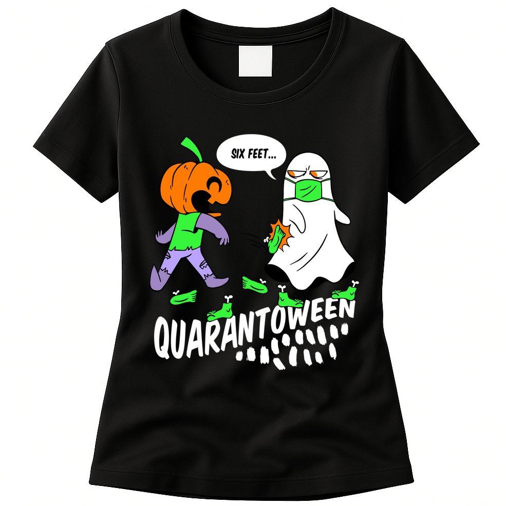 Halloween Funny Quarantoween 6 Feet Pumpkin Ghost Womens T-Shirt