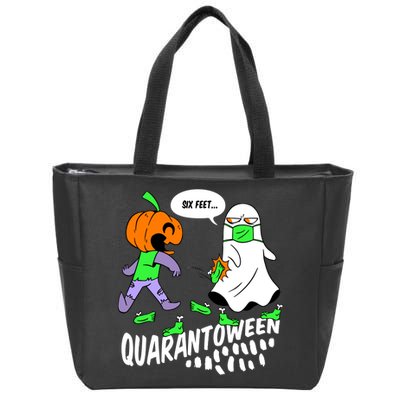 Halloween Funny Quarantoween 6 Feet Pumpkin Ghost Zip Tote Bag