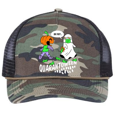 Halloween Funny Quarantoween 6 Feet Pumpkin Ghost Retro Rope Trucker Hat Cap