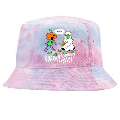 Halloween Funny Quarantoween 6 Feet Pumpkin Ghost Tie-Dyed Bucket Hat