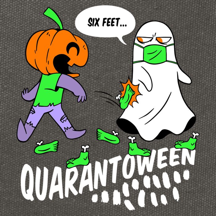 Halloween Funny Quarantoween 6 Feet Pumpkin Ghost Cotton Canvas Backpack