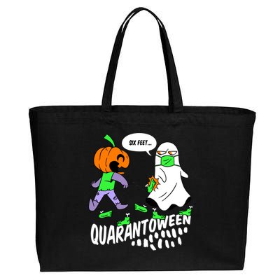 Halloween Funny Quarantoween 6 Feet Pumpkin Ghost Cotton Canvas Jumbo Tote