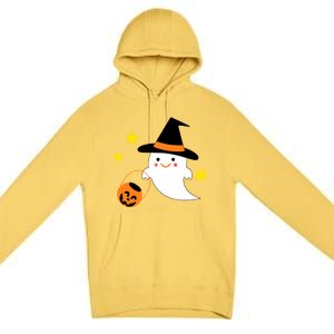 Halloween Ghost Kawaii Trick or Treating Pumpkin Premium Pullover Hoodie