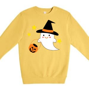 Halloween Ghost Kawaii Trick or Treating Pumpkin Premium Crewneck Sweatshirt