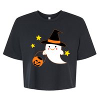 Halloween Ghost Kawaii Trick or Treating Pumpkin Bella+Canvas Jersey Crop Tee