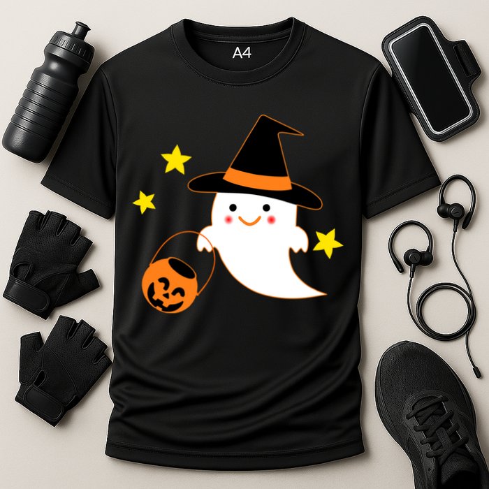 Halloween Ghost Kawaii Trick or Treating Pumpkin Cooling Performance Crew T-Shirt