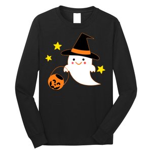 Halloween Ghost Kawaii Trick or Treating Pumpkin Long Sleeve Shirt