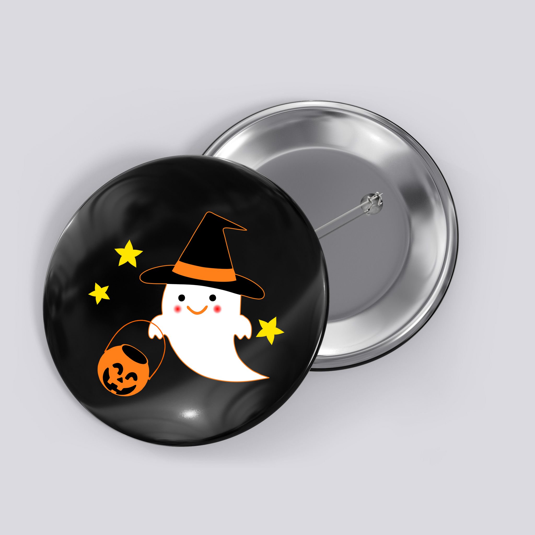 Halloween Ghost Kawaii Trick or Treating Pumpkin Button