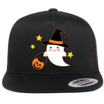 Halloween Ghost Kawaii Trick or Treating Pumpkin Flatbill Hat
