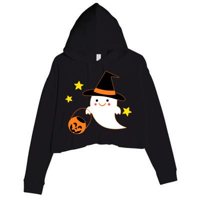 Halloween Ghost Kawaii Trick or Treating Pumpkin Crop Fleece Hoodie