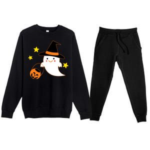 Halloween Ghost Kawaii Trick or Treating Pumpkin Premium Crewneck Sweatsuit Set