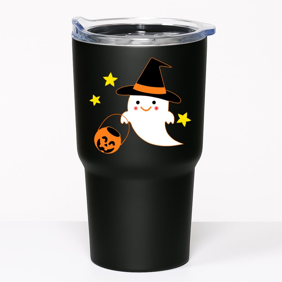 Halloween Ghost Kawaii Trick or Treating Pumpkin Tumbler