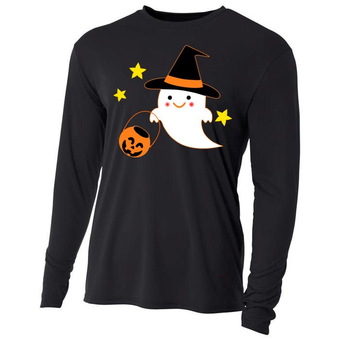 Halloween Ghost Kawaii Trick or Treating Pumpkin Cooling Performance Long Sleeve Crew