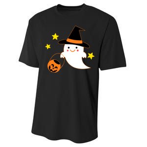 Halloween Ghost Kawaii Trick or Treating Pumpkin Performance Sprint T-Shirt