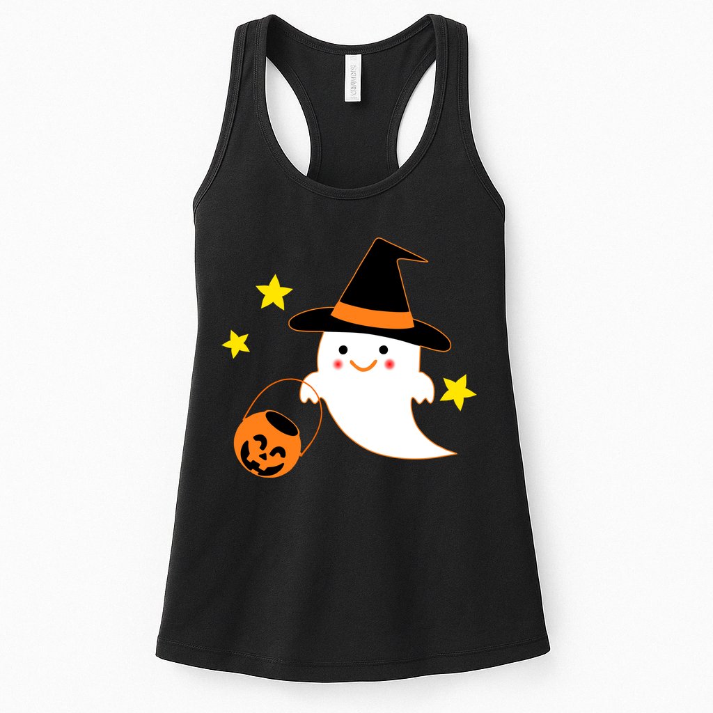 Halloween Ghost Kawaii Trick or Treating Pumpkin Womens Tank Top