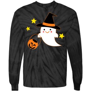 Halloween Ghost Kawaii Trick or Treating Pumpkin Tie-Dye Long Sleeve Shirt